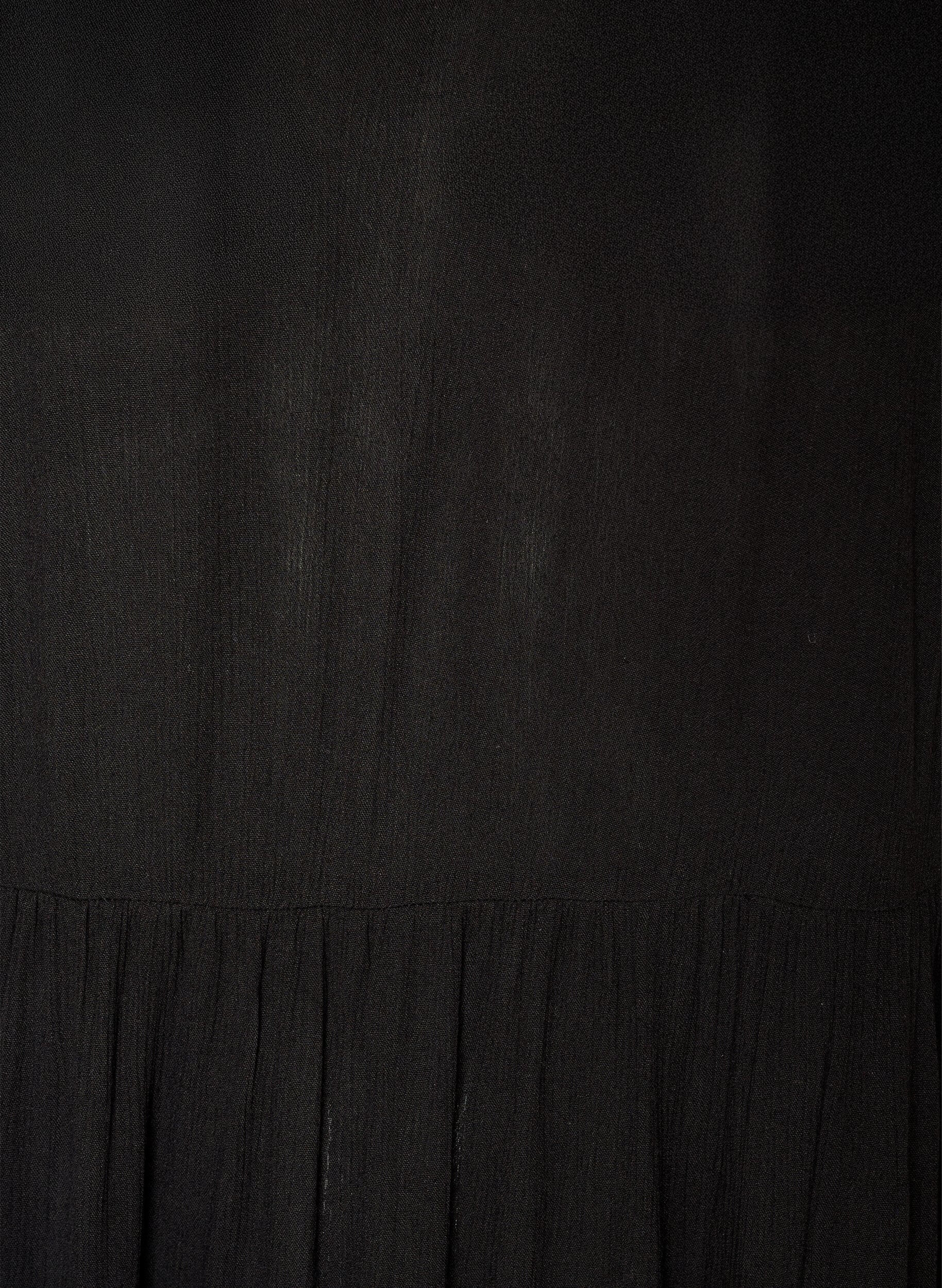 ZizziSukienka midi z wiskozy z falbankami na rekawach, Czarne, Packshot image number 2