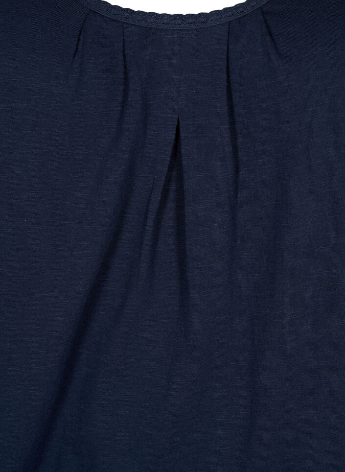 Bawelniany top z koronkowym wykonczeniem, Navy Blazer, Packshot image number 2