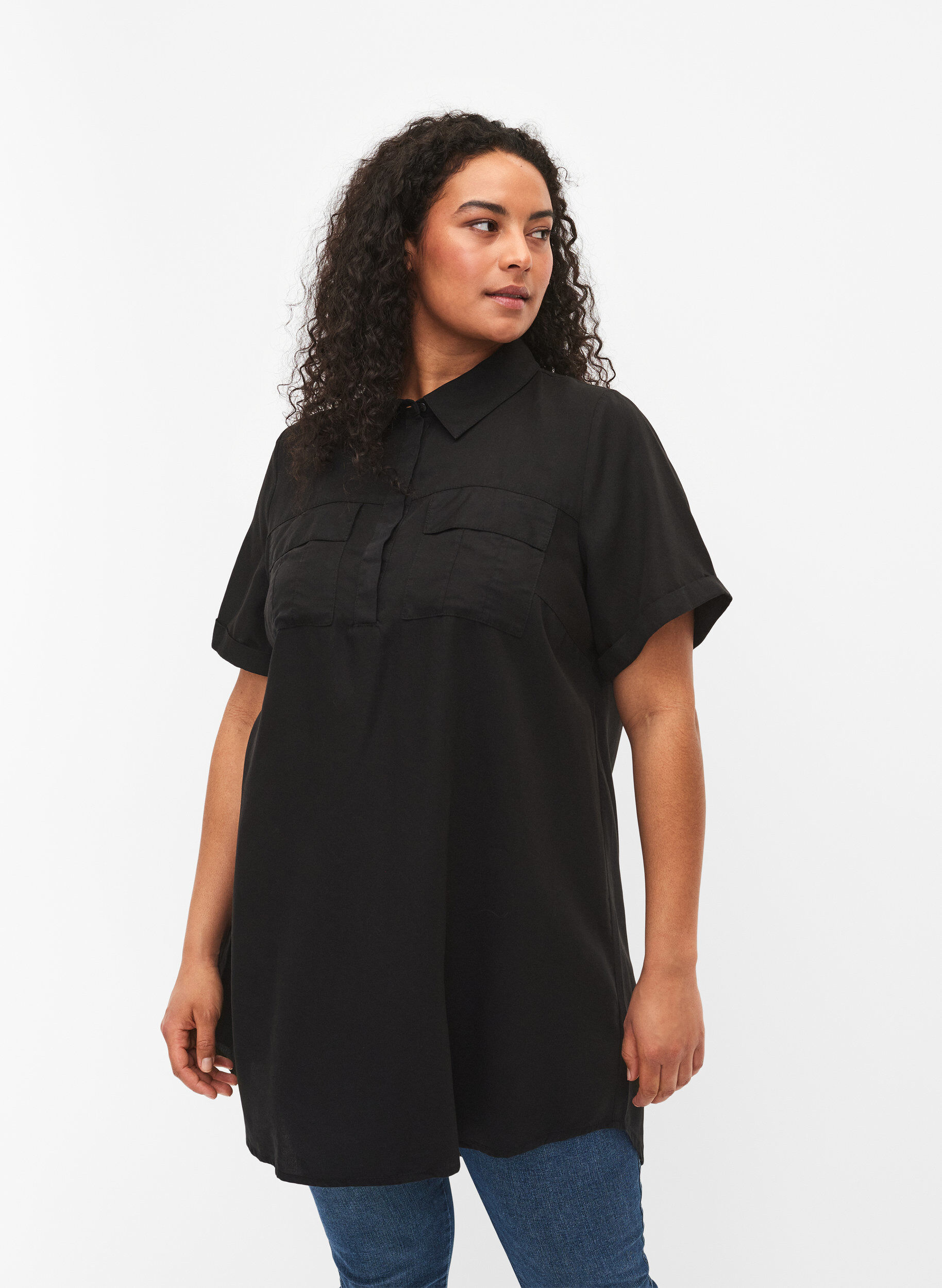 Zizzi  Tunika z kr&oacute;tkim rekawem z lyocellu (TENCEL&trade;), Black, Model image number 0