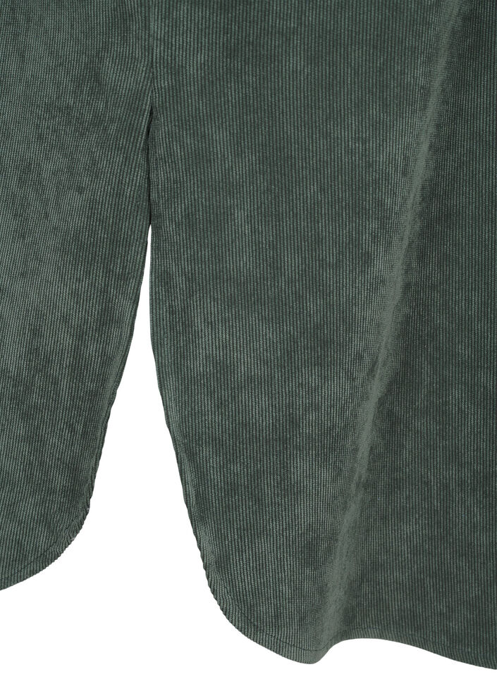 Dluga sztruksowa sukienka koszulowa z guzikami, Dark Forest, Packshot image number 3