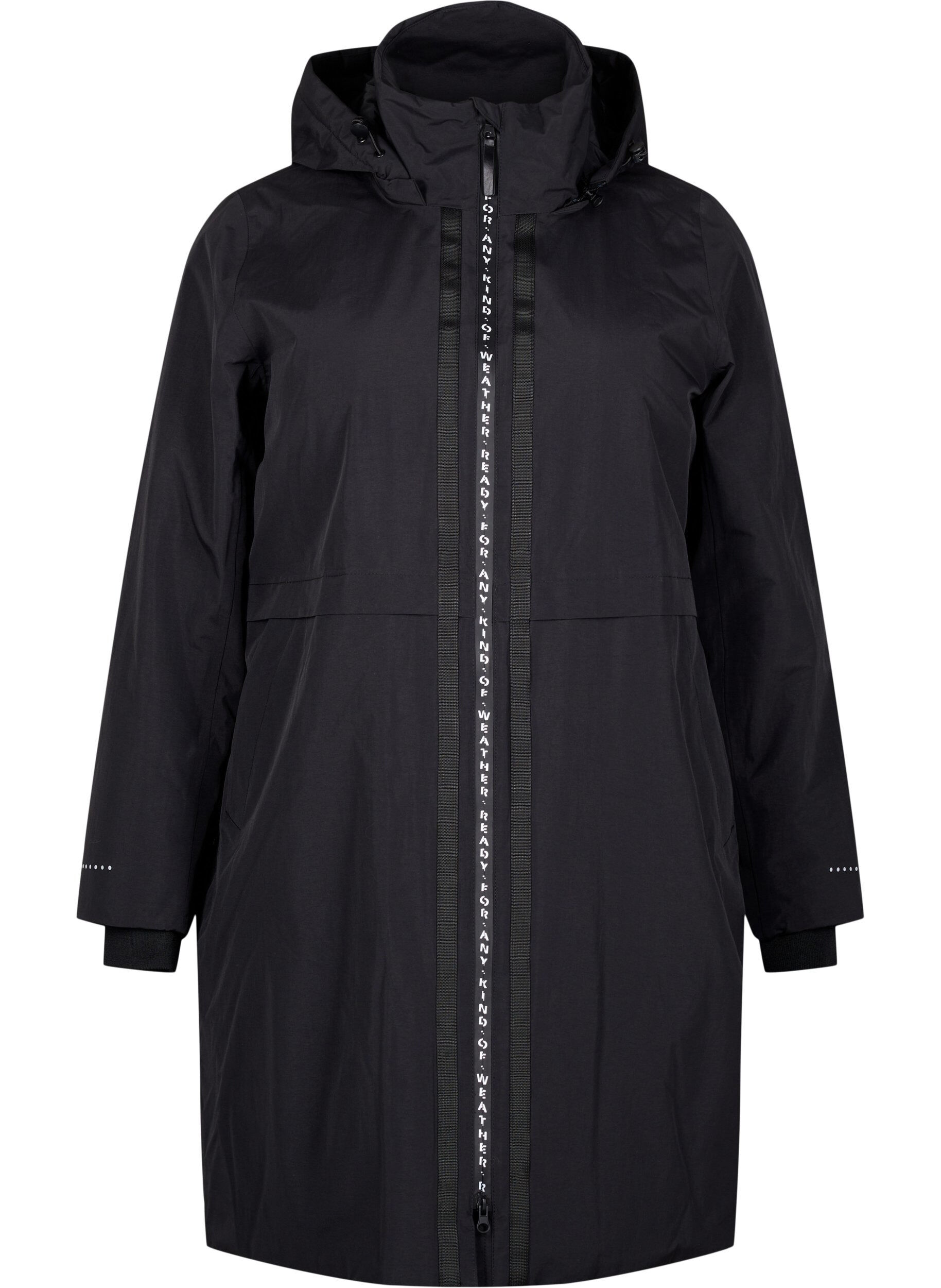 Zizzi Funkcjonalny plaszcz typu parka z odblaskowymi detalami, Black, Packshot image number 0
