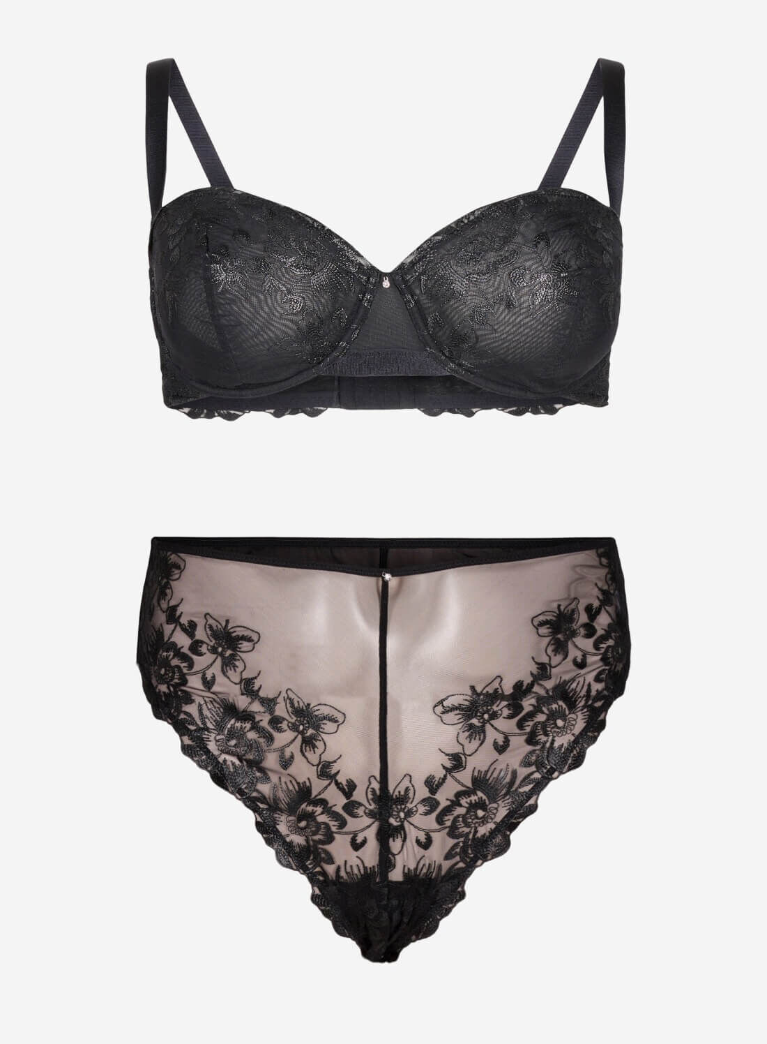 Zizzi Biustonosz balkonetka z fiszbinami i haftowaną koronką, , Model