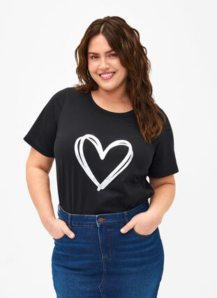FLASH – koszulka z motywem, Black Silver Heart, Model image number 0
