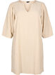 Pasiasta sukienka z rekawem 3/4, Camel Stripe, Packshot image number 0