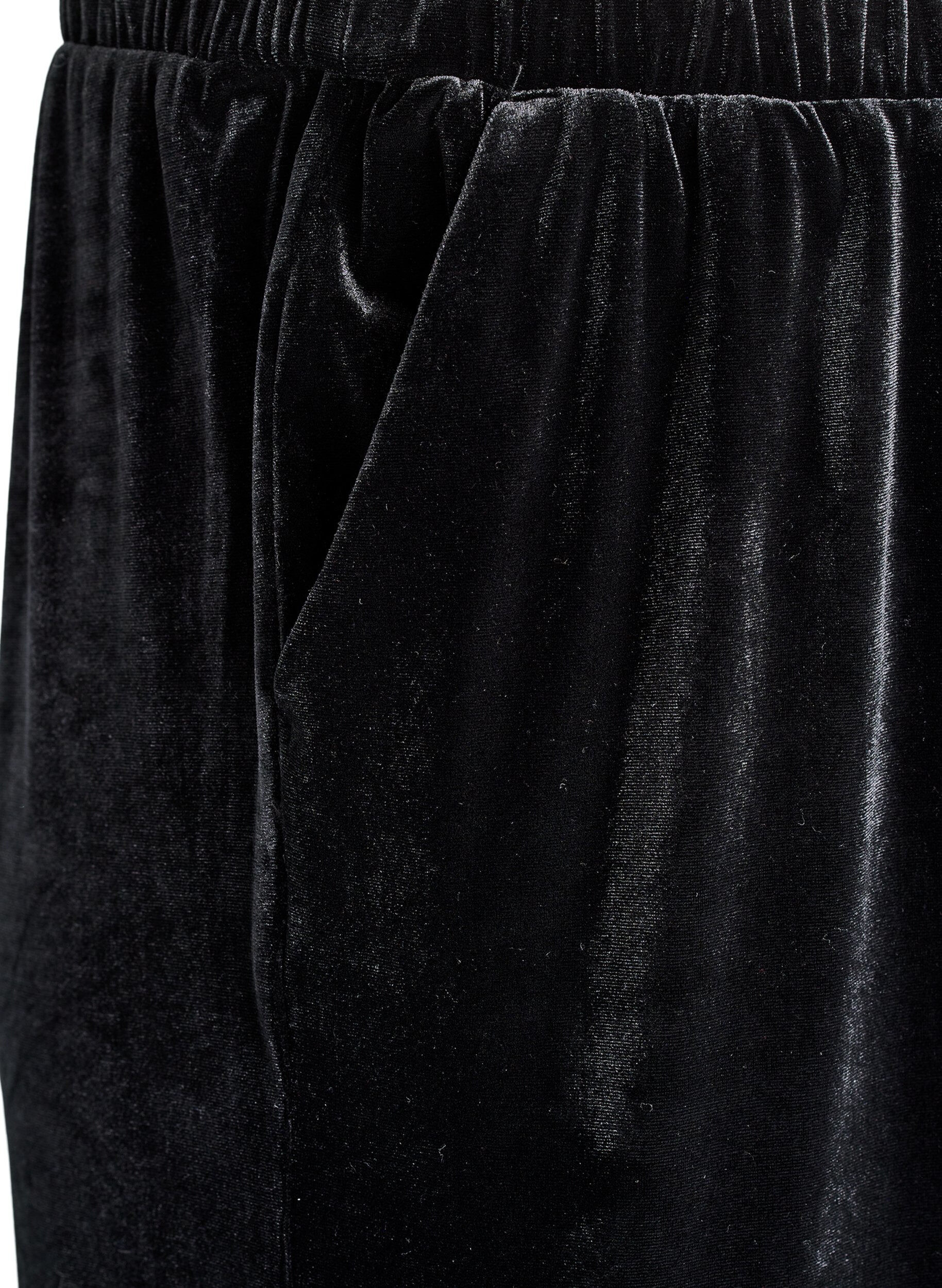 Zizzi Welurowe spodnie z wysokim stanem i szerokimi nogawkami, Czarne, Packshot image number 2