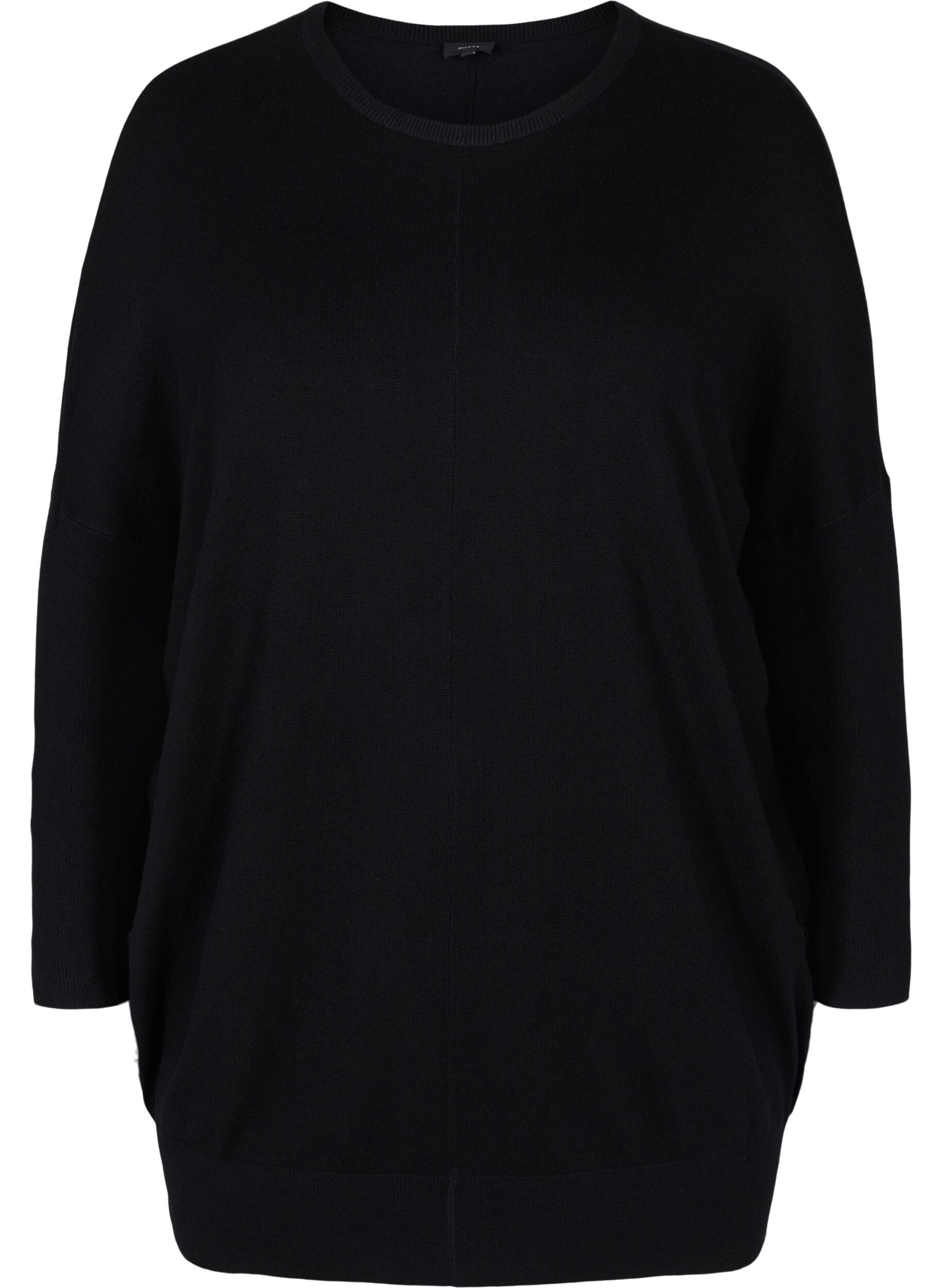 Zizzi Dzianinowa tunika z mieszanki wiskozy, Black, Packshot image number 0