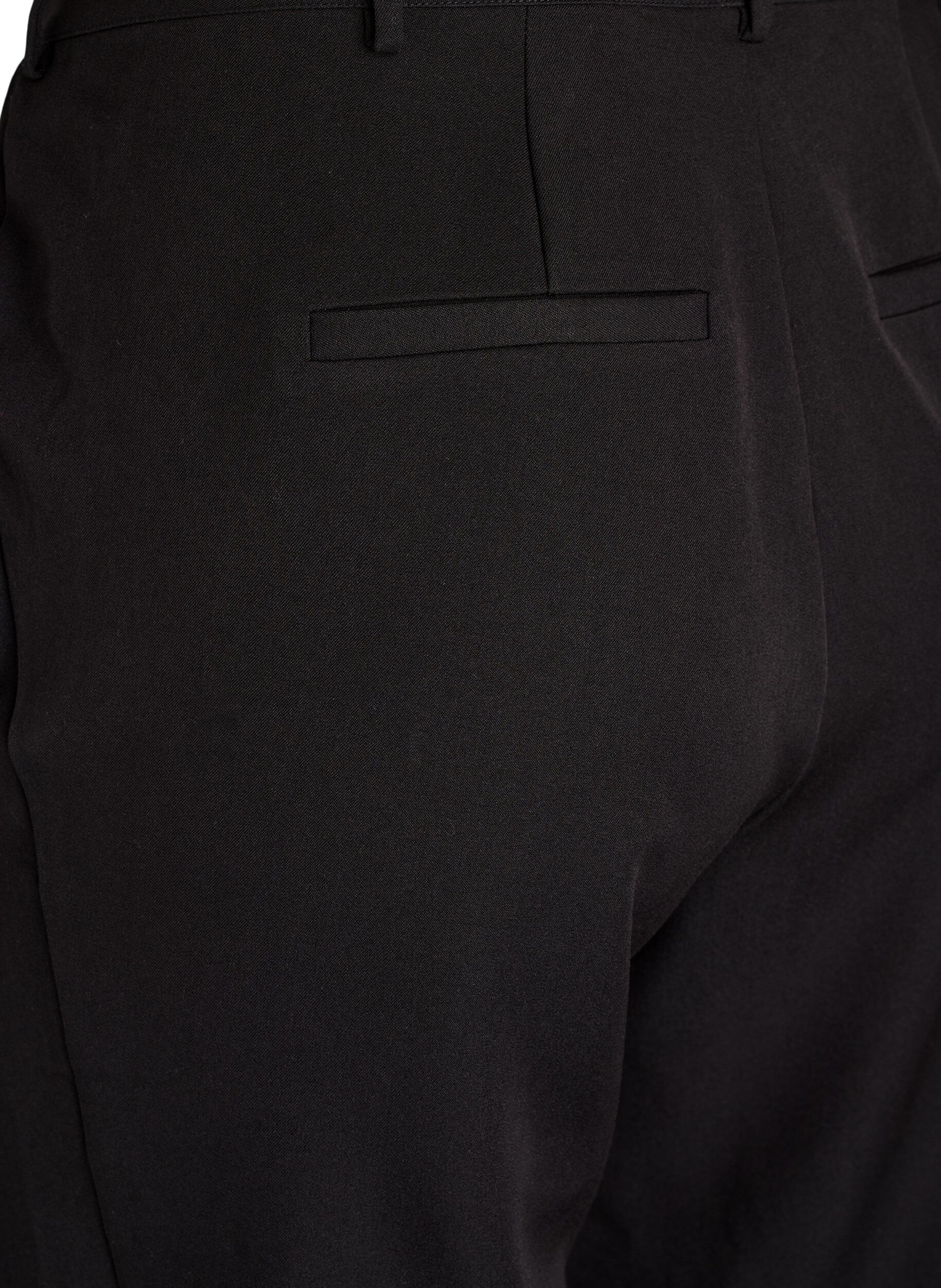 Zizzi Dopasowane spodnie z wysokim stanem i prostymi nogawkami, Czarne, Packshot image number 3