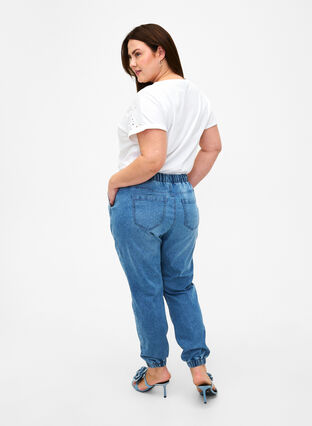 Jeansowe joggery z kieszeniami, Light Blue Denim, Model image number 1