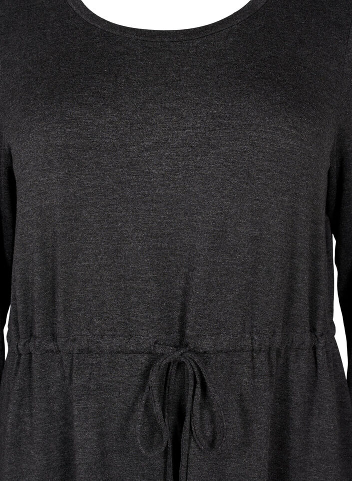 Dzersejowa sukienka do kolan z wiazaniami, Dark Grey Melange, Packshot image number 2