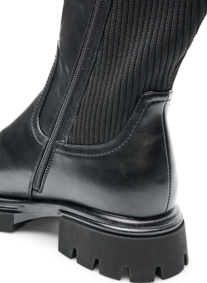Wysokie buty z zamkiem i elastycznymi panelami, Czarne, Packshot image number 5