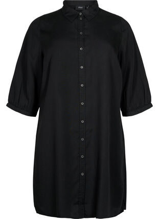 	 Koszula o przedluzonym kroju z rekawami 3/4 wykonana z lyocellu (TENCEL™), Black, Packshot image number 0