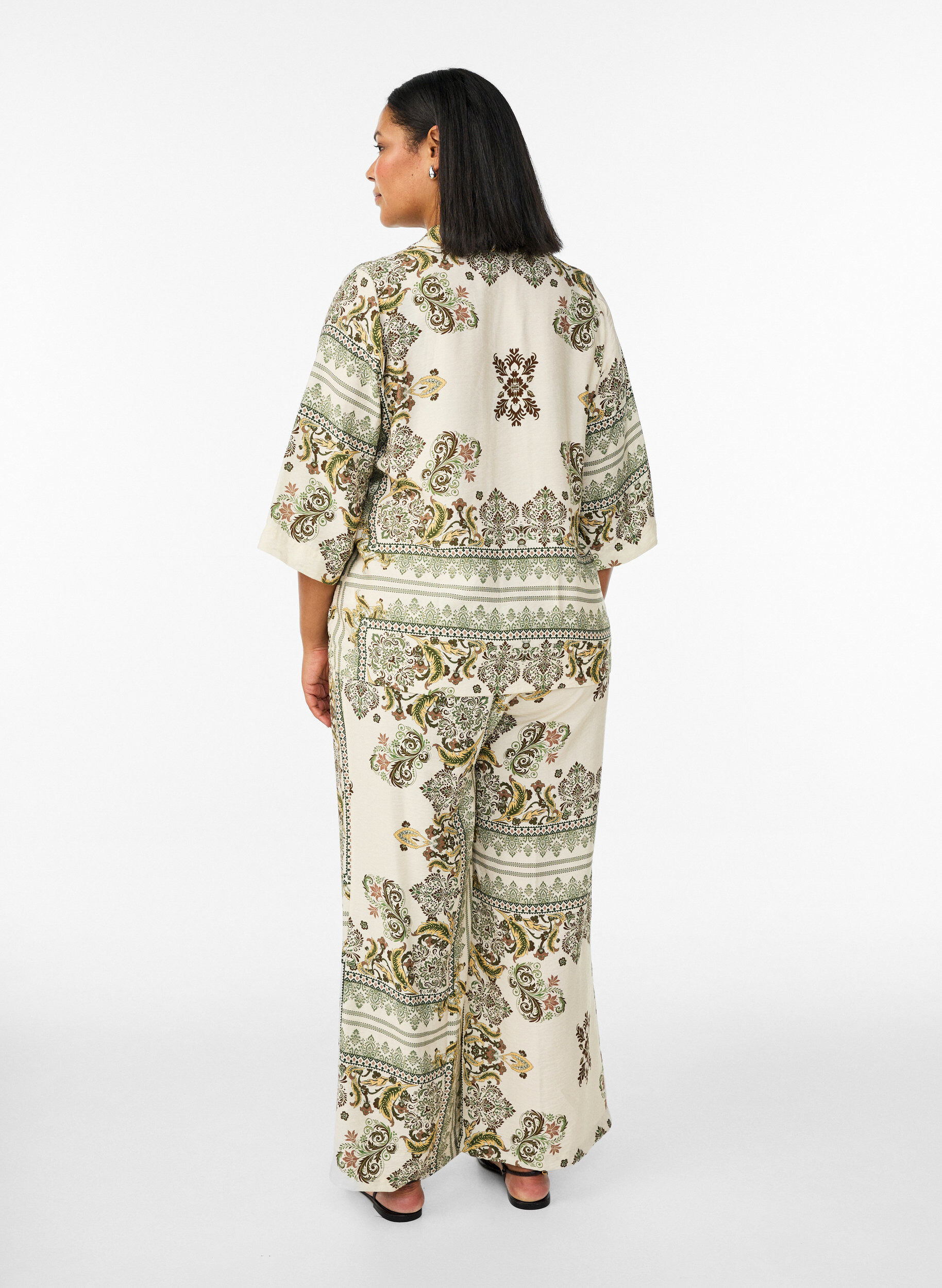 Zizzi Spodnie wzorzyste, szerokie, Zielony, Model image number 2