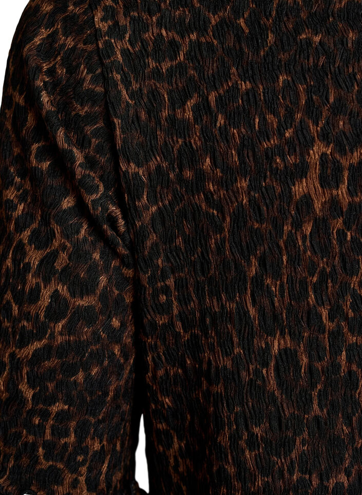 Sukienka midi z kr&oacute;tkim rekawem o fakturowanej strukturze, Brązowy, Packshot image number 3