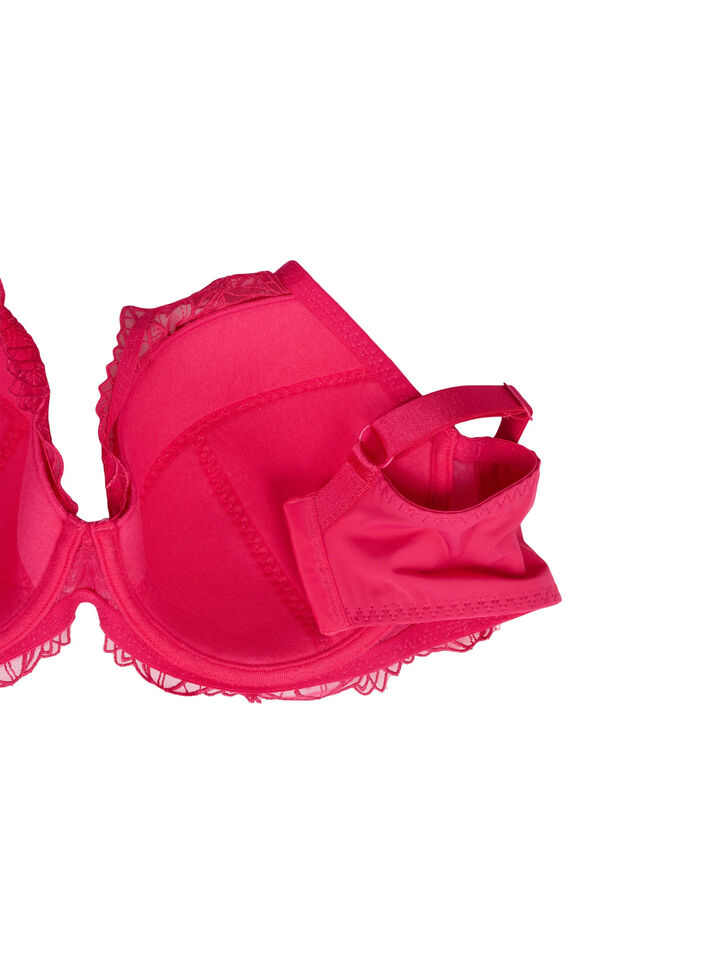 Usztywniany koronkowy biustonosz z fiszbinami, Różowy, Packshot image number 3