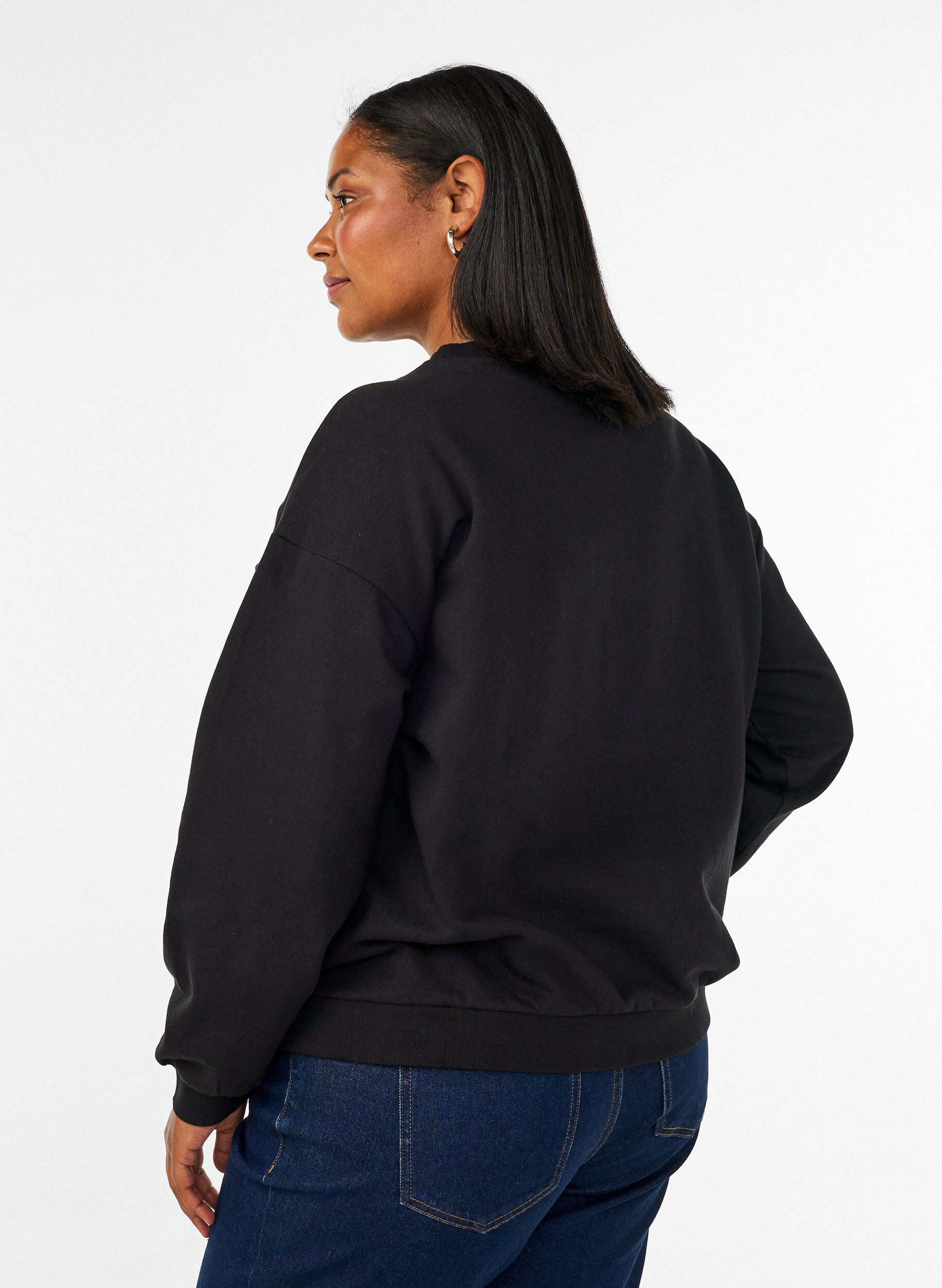 ZizziBluza z napisem boucl&eacute;, Czarne, Model image number 2