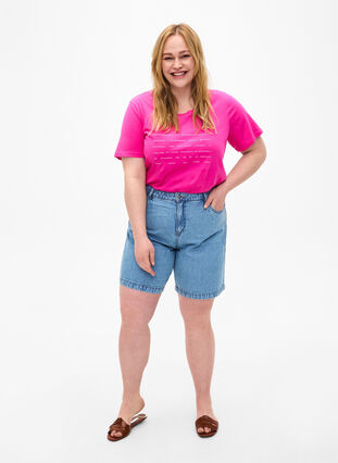 T-shirt z motywem tekstowym, Shocking Pink W.Pink, Model image number 2
