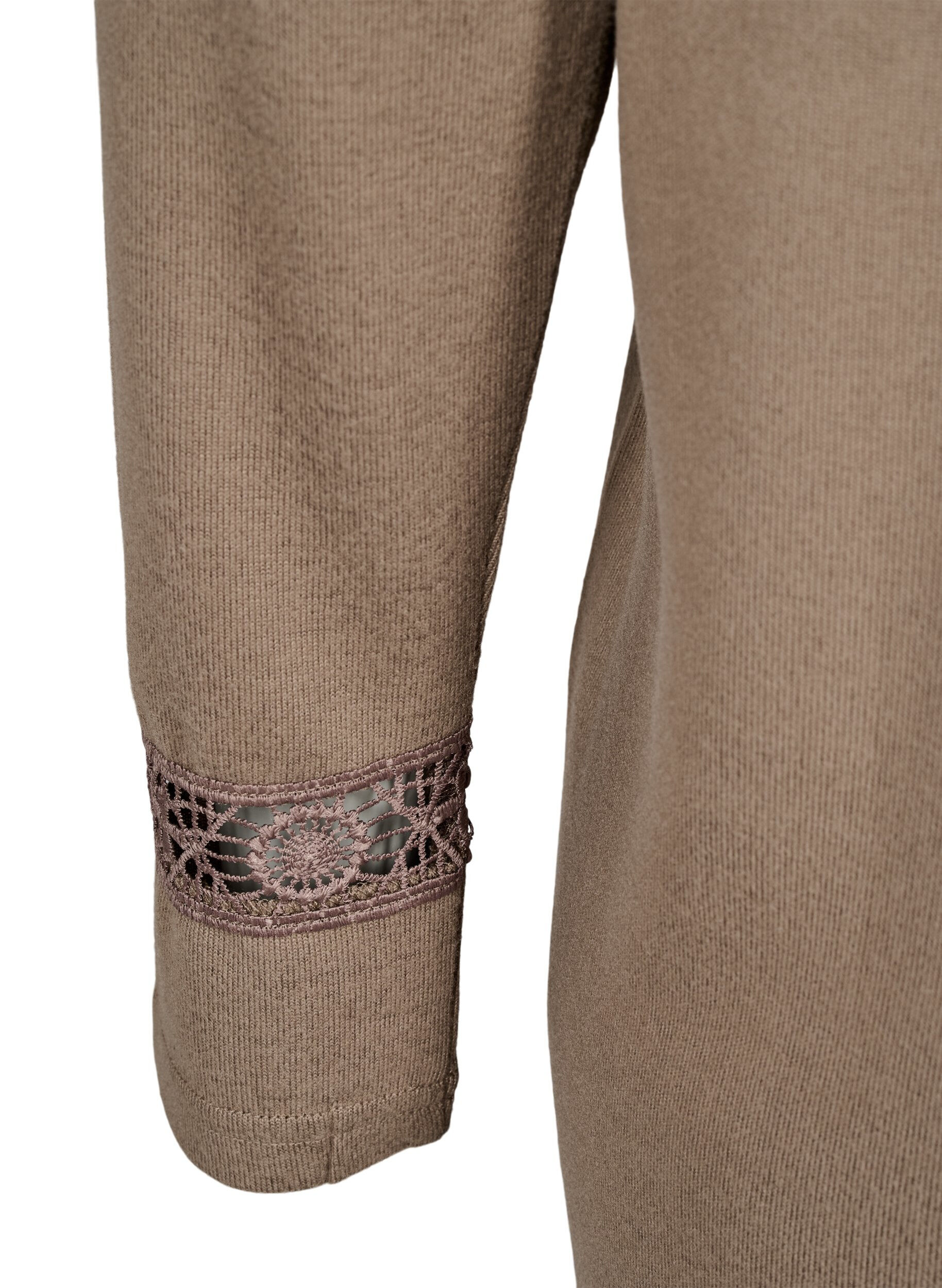 Zizzi Bluzka z haftowanymi detalami i dlugimi rekawami, Brązowy, Packshot image number 3