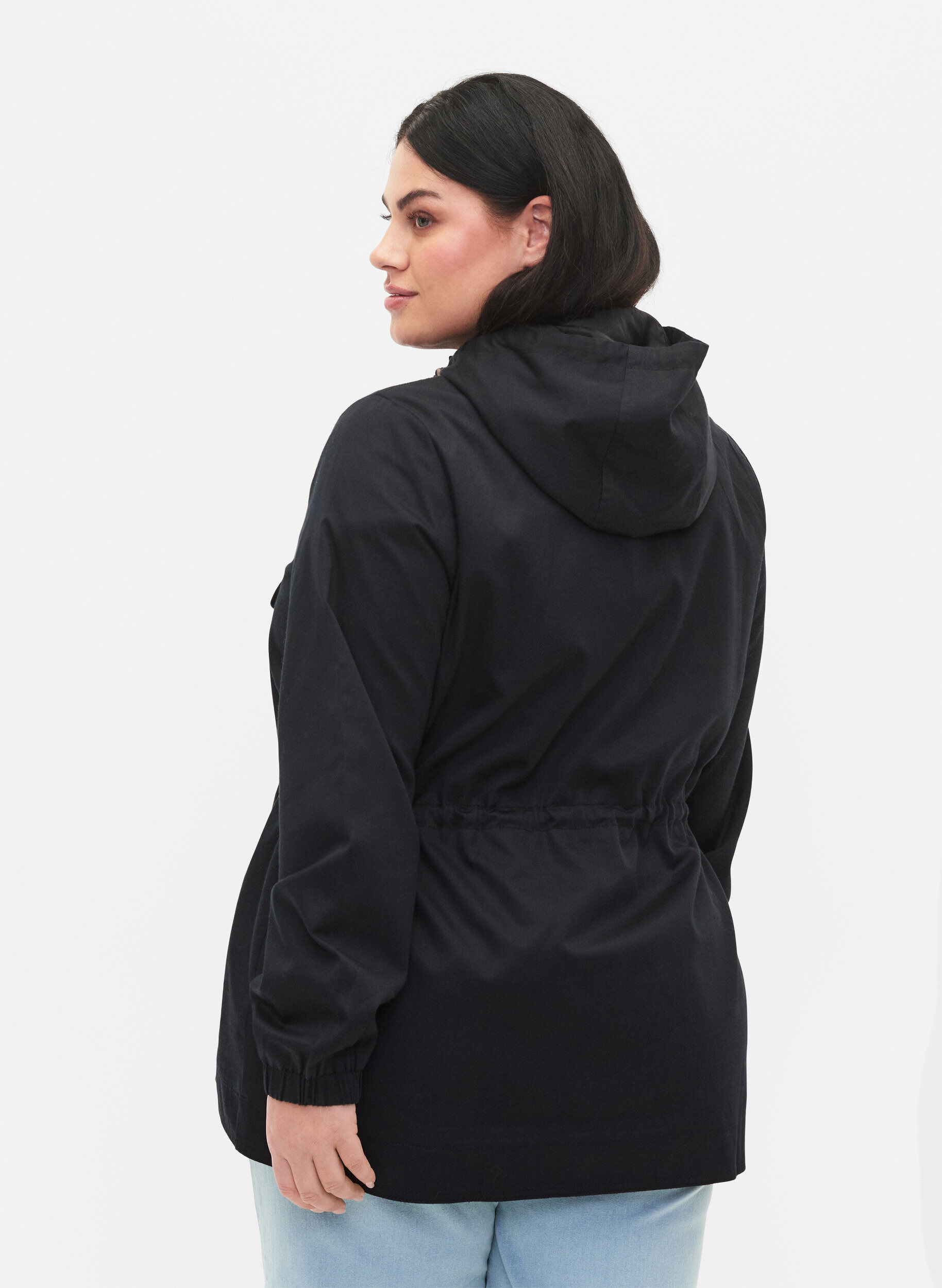 Zizzi Kurtka anorak z kapturem i kieszenia, Black, Model image number 1