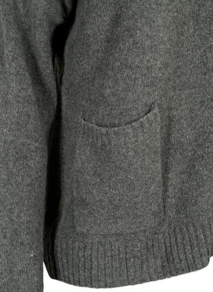 Dzianinowy kardigan z zamkiem blyskawicznym i kieszeniami, Dark Grey Melange, Packshot image number 3