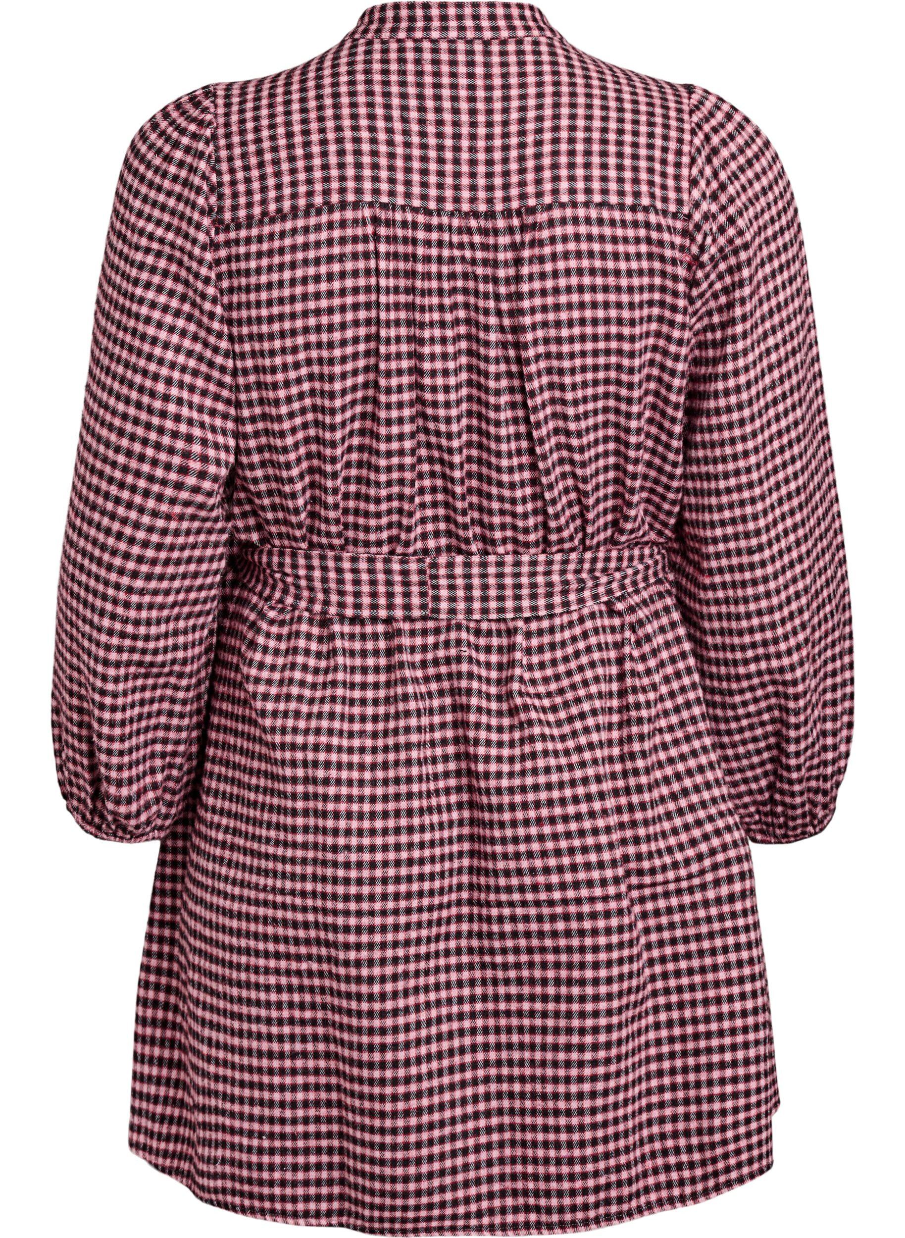 Zizzi Kr&oacute;tka sukienka w krate z paskiem do wiazania, Czerwony, Packshot image number 1