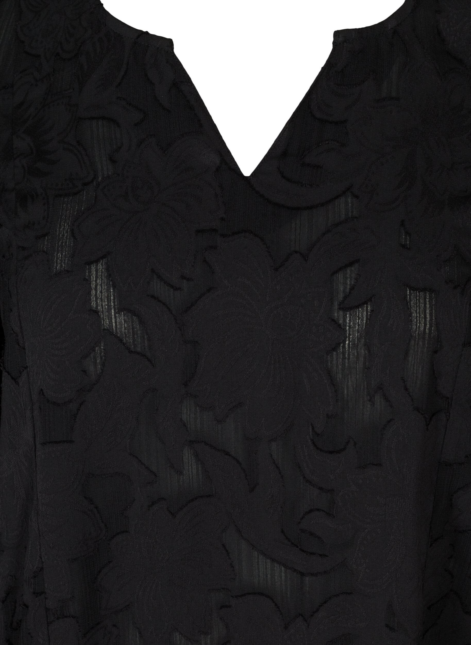 Zizzi Loose V-neck tunic, Black, Packshot image number 2