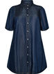 Dzinsowa sukienka z lyocellu z guzikami i kr&oacute;tkimi rekawami, Niebieskie, Packshot image number 0