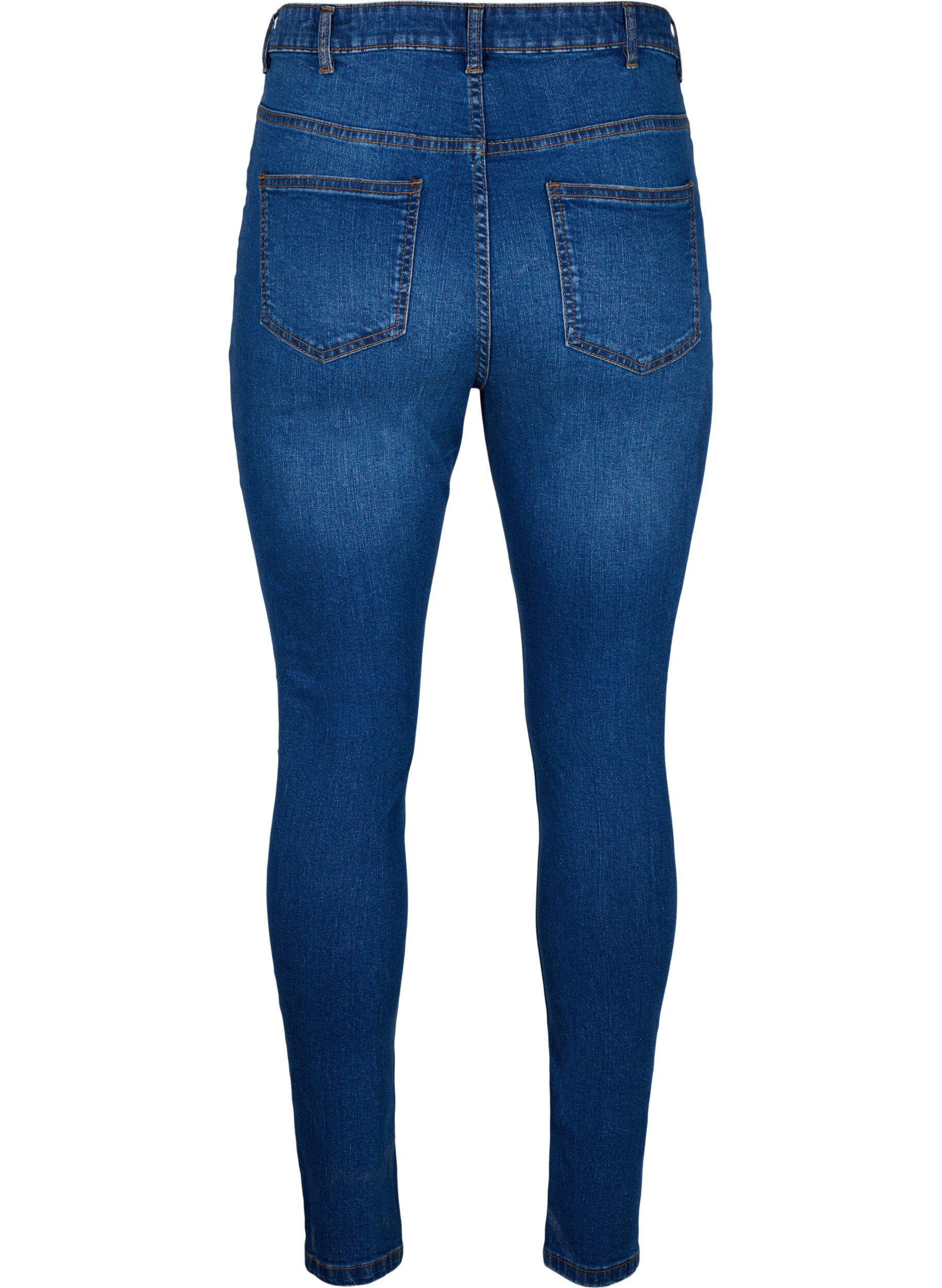 Zizzi Jeansy o dopasowanym kroju z przetarciami, Blue Denim, Packshot image number 1