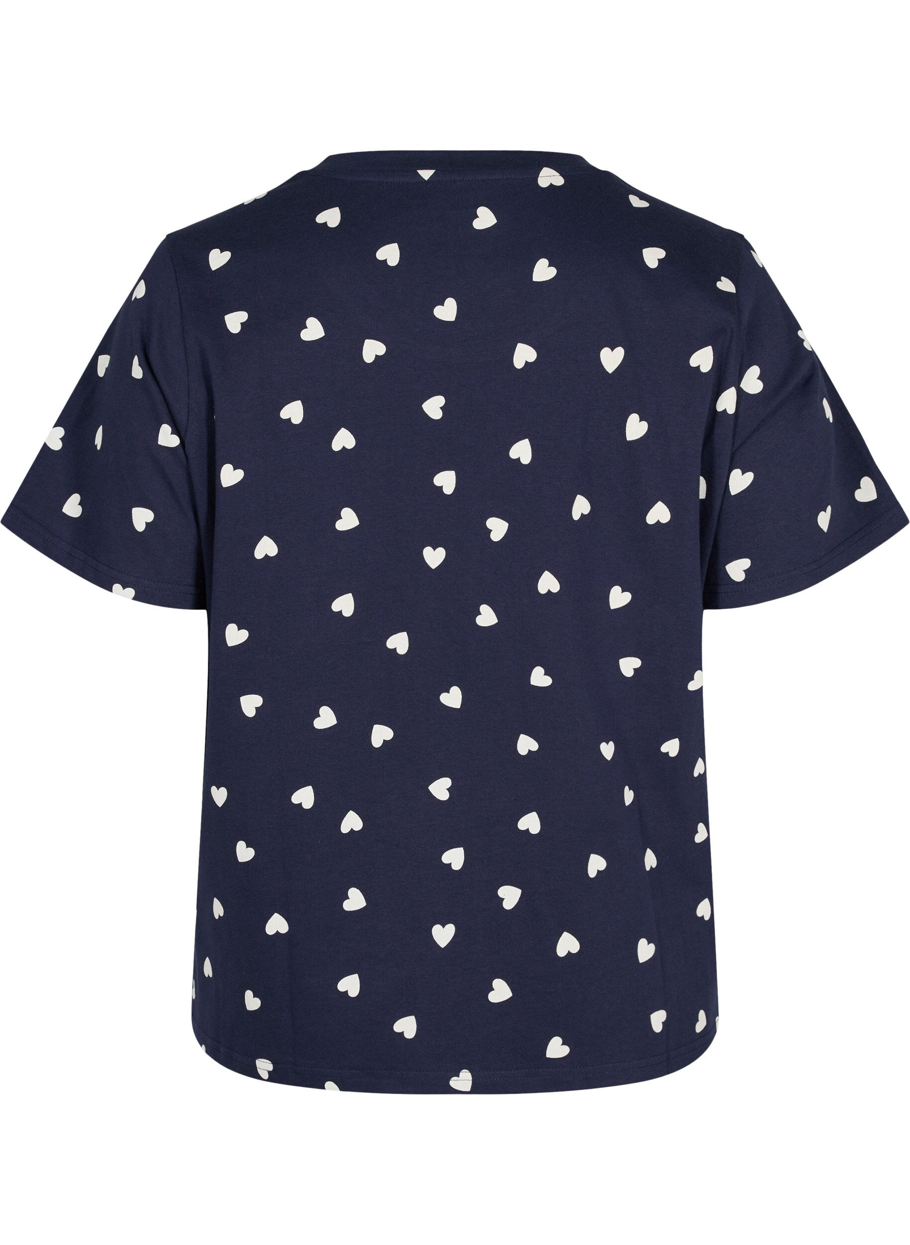 Zizzi Short sleeved pyjama t-shirt in cotton, Navy Blazer AOP, Packshot image number 1