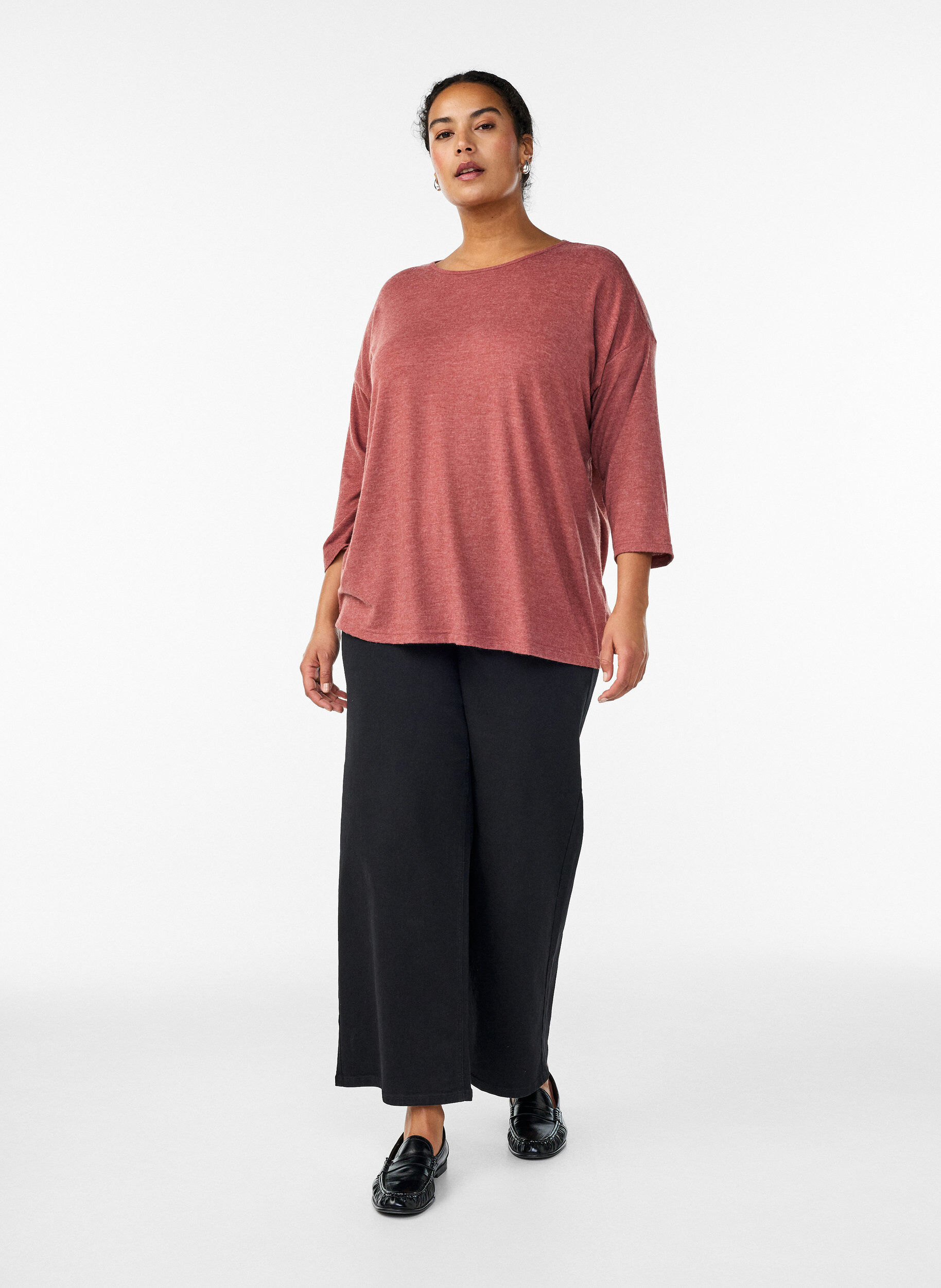 Zizzi Bluzka z dzianiny z rekawami 3/4, Czerwony, Model image number 1