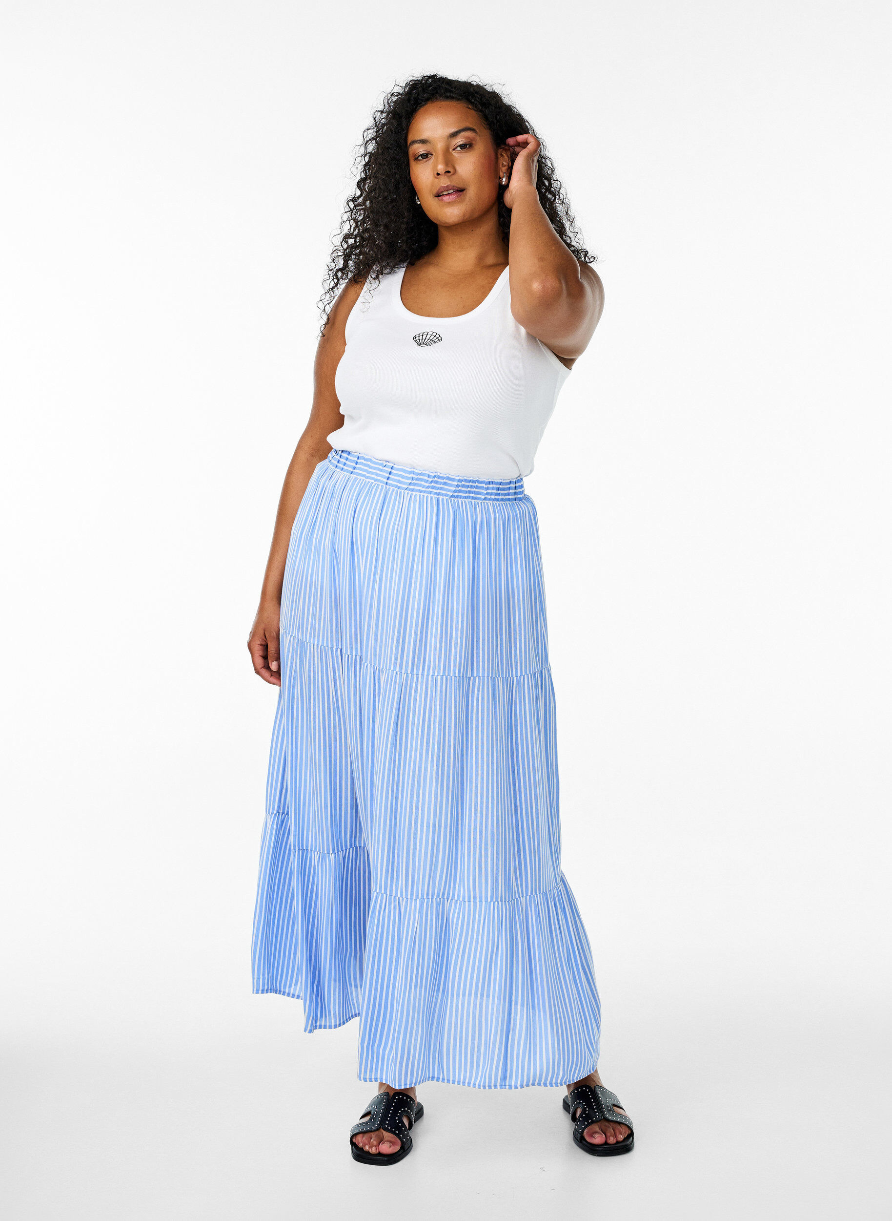 ZizziDopasowany top z motywem, Biały, Model image number 1