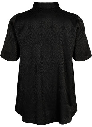Koszula o przedluzonym kroju z teksturowanym wzorem, Black, Packshot image number 1