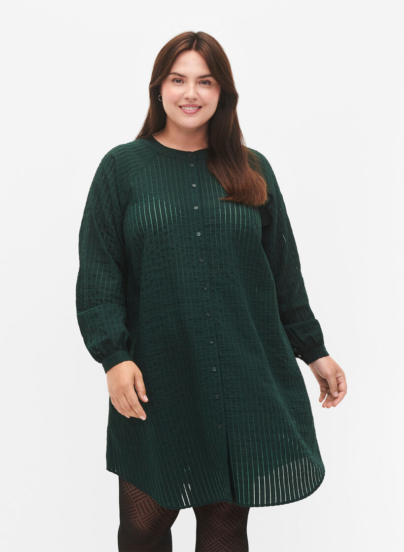 Dluga wiskozowa koszula z wzorem w paski, Scarab, Model image number 0