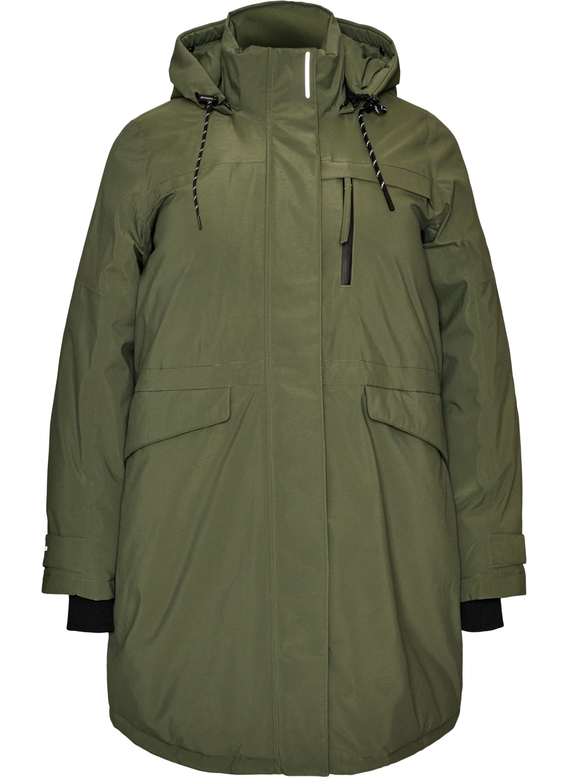 ZizziHydrofobowa parka z kapturem i funkcjonalnymi detalami, Zielony, Packshot image number 0