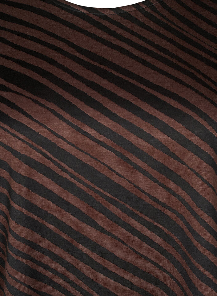  Wzorzysta bluzka oversize, Brązowy, Packshot image number 2