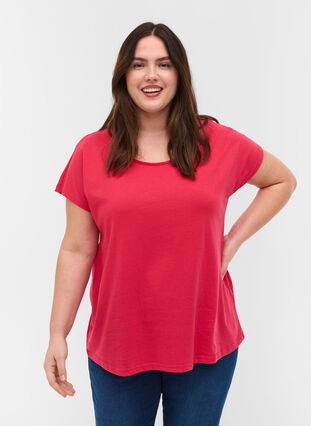Koszulka z mieszanki bawelny, Raspberry, Model image number 0