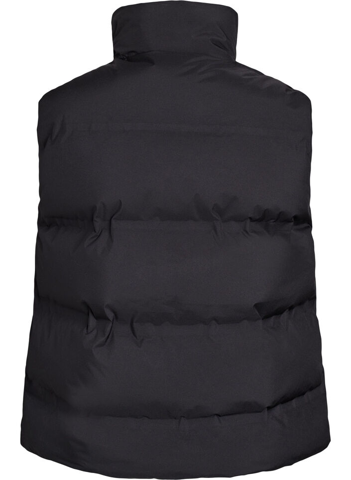 Kr&oacute;tki bufiasty bezrekawnik z wysokim kolnierzem, Czarne, Packshot image number 1