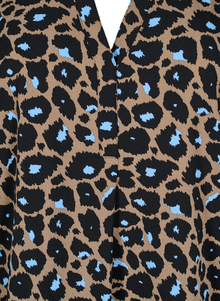 Bluzka z krótkim rekawem i dekoltem w szpic, Brązowy, Packshot image number 2