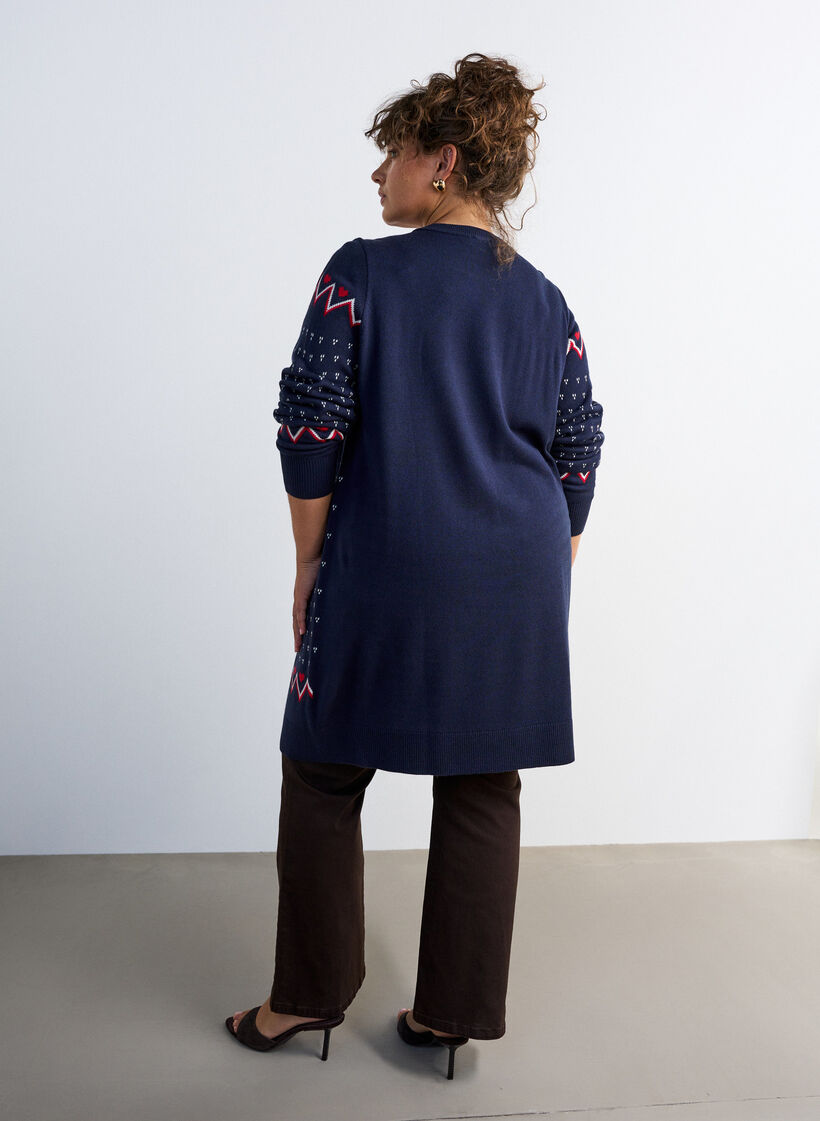 Kr&oacute;tka dzianinowa sukienka ze swiatecznym motywem, Niebieskie, Model image number 2
