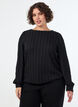Bluzka z fakturowanego jerseyu o fasonie balonowym, Czarne, Model image number 0