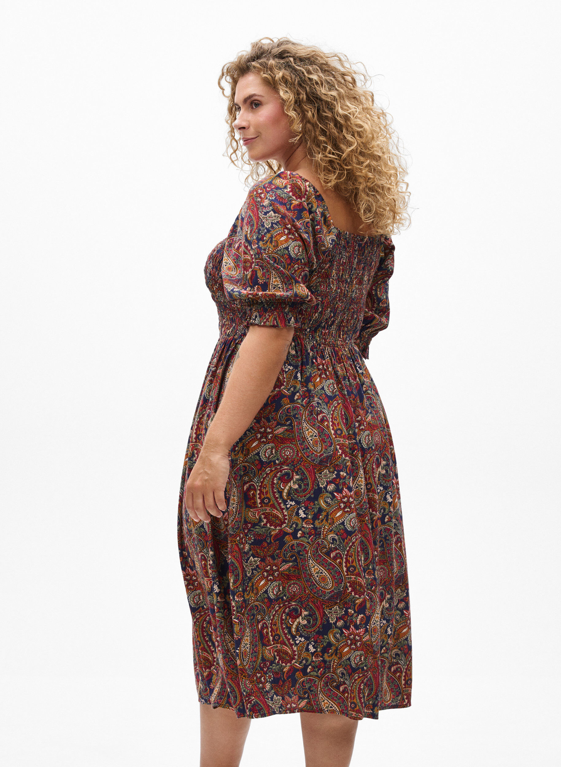 ZizziLetnia sukienka z wiskozy z nadrukiem paisley, Niebieskie, Model image number 2