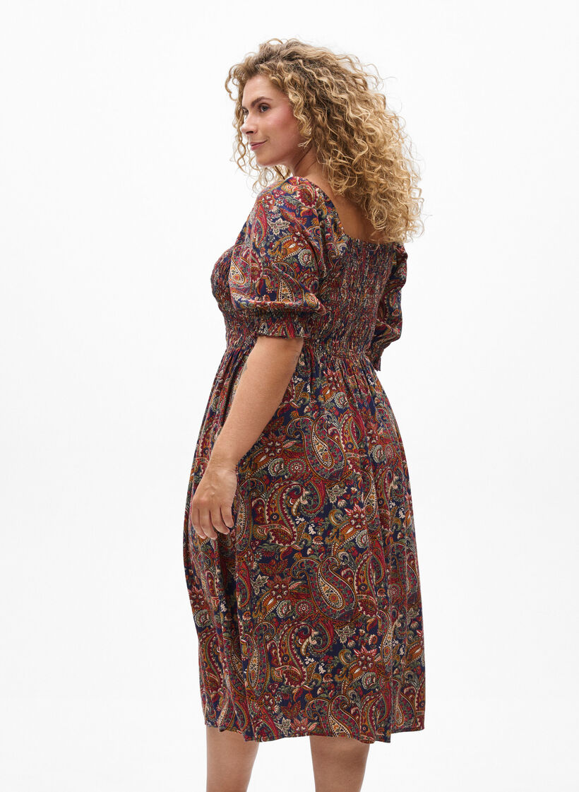 Letnia sukienka z wiskozy z nadrukiem paisley, Niebieskie, Model image number 2
