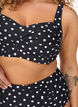 Bikinikowy top z wysci&oacute;lka i nadrukiem, Czarne, Model image number 2