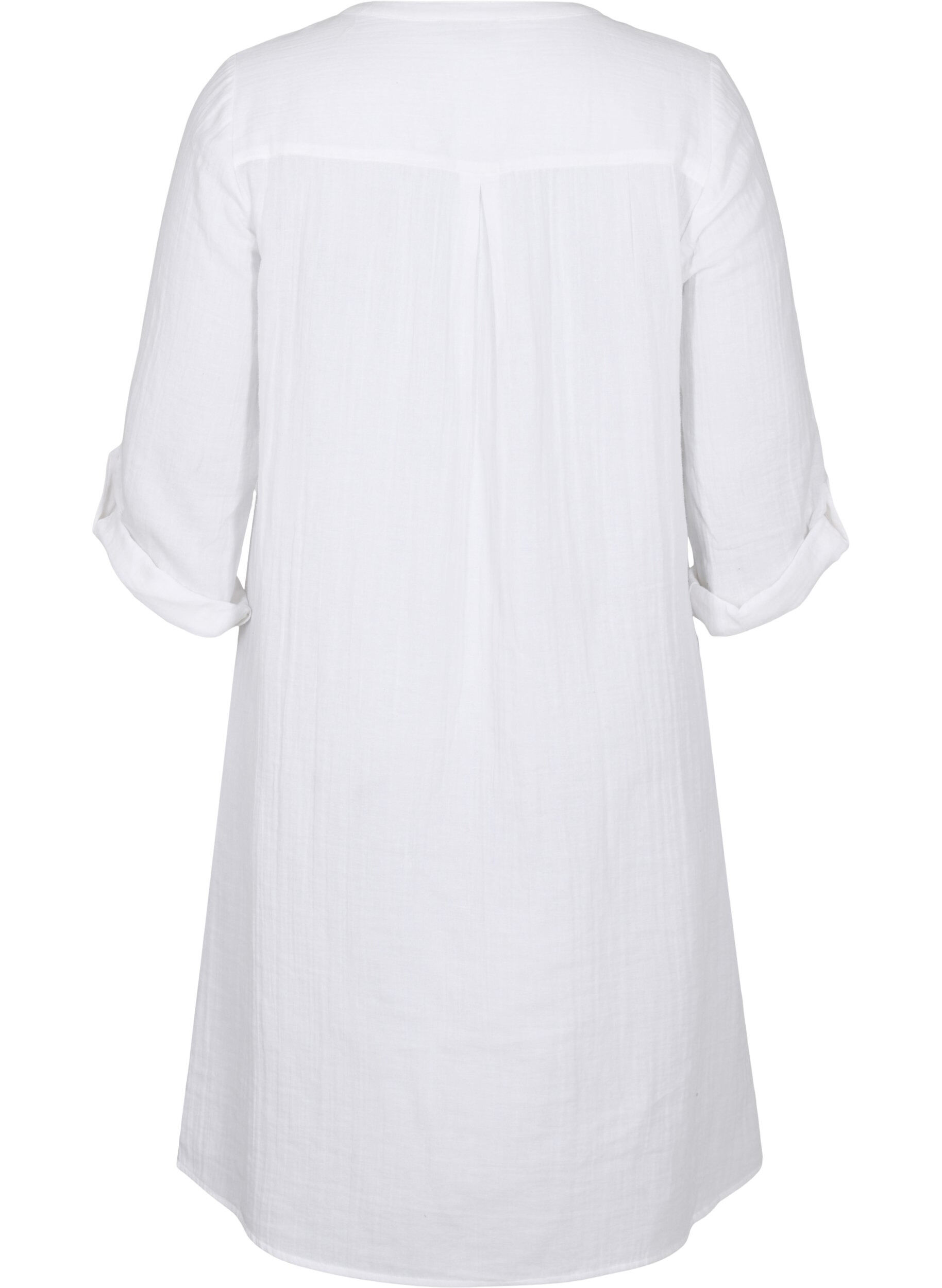Zizzi Cotton dress with 3/4 sleeves, Bright White, Packshot image number 1