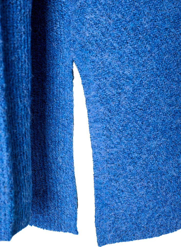 Dzianinowy sweter ze skosnym wzorem i raglanowymi rekawami, Niebieskie, Packshot image number 3