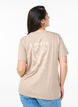 T-shirt z nadrukiem tekstowym i okraglym dekoltem, Brązowy, Model image number 2