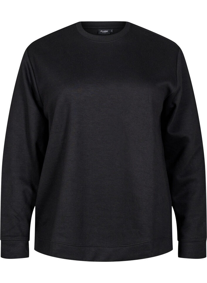 Bluza z okraglym dekoltem, Czarne, Packshot image number 0