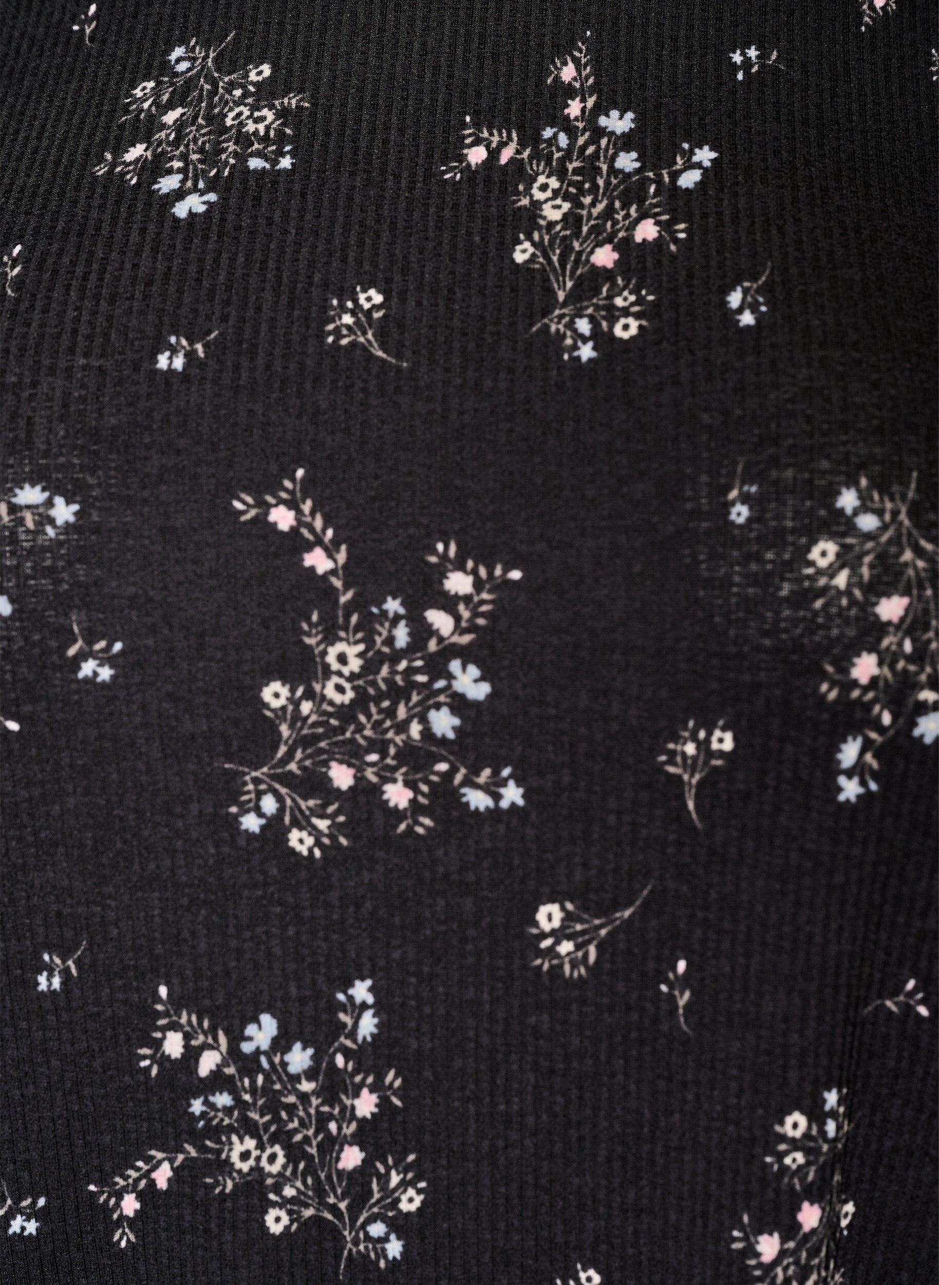 ZizziWzorzysta bluzka z kr&oacute;tkim rekawem, Czarne, Packshot image number 2