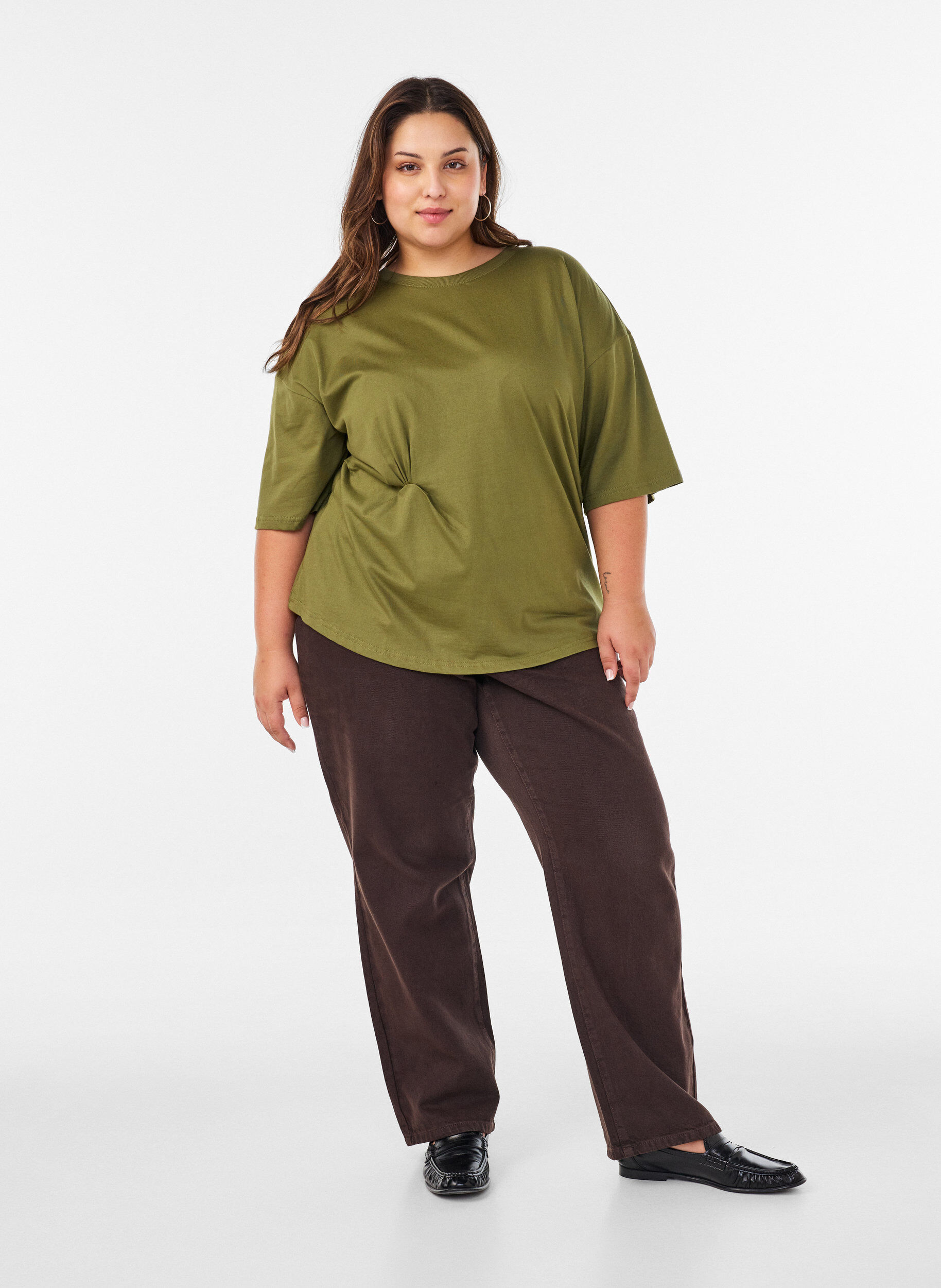 ZizziT-shirt z drapowaniem, Zielony, Model image number 1