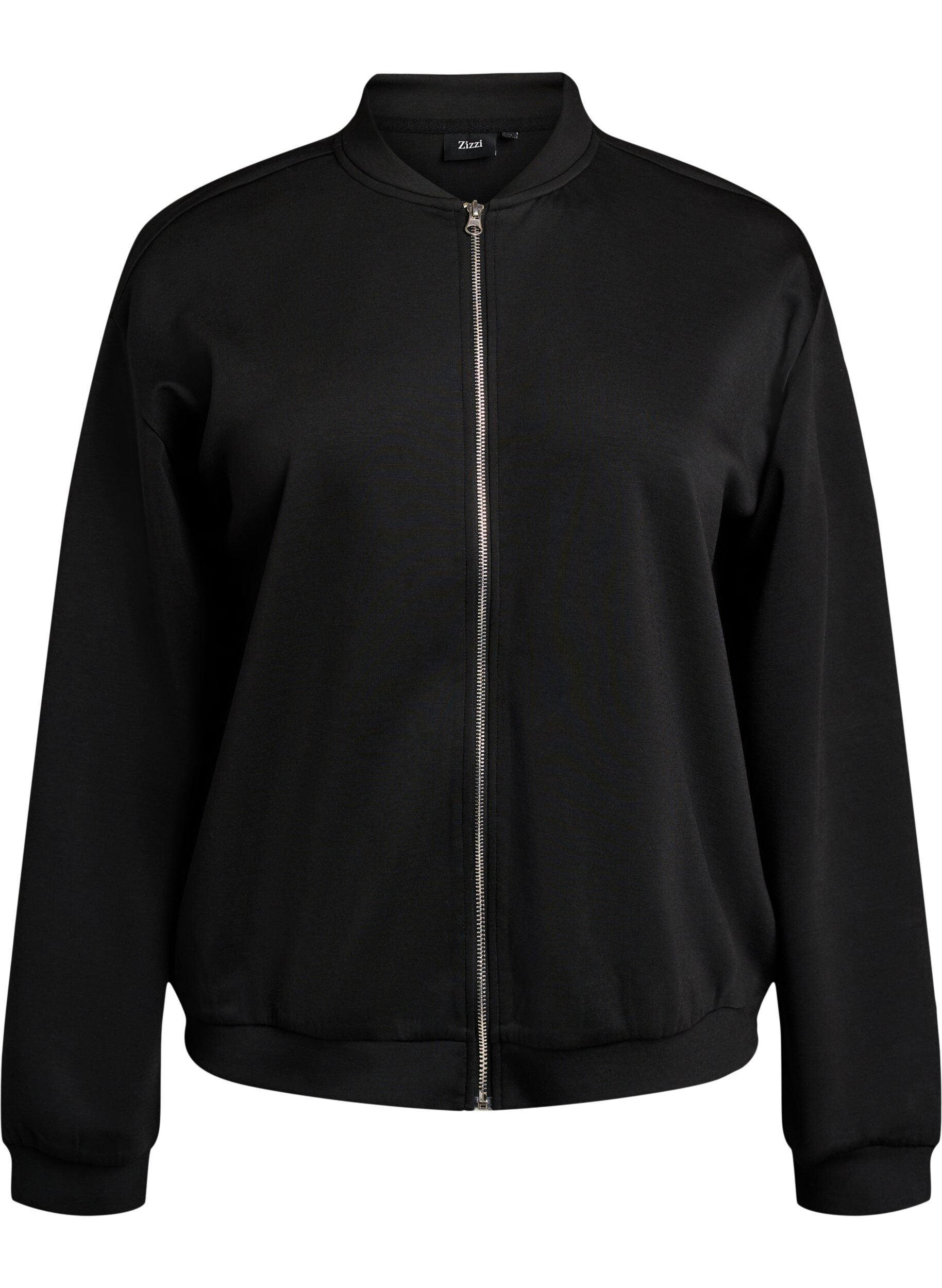 Zizzi Kardigan bomber z zamkiem blyskawicznym, Czarne, Packshot image number 0