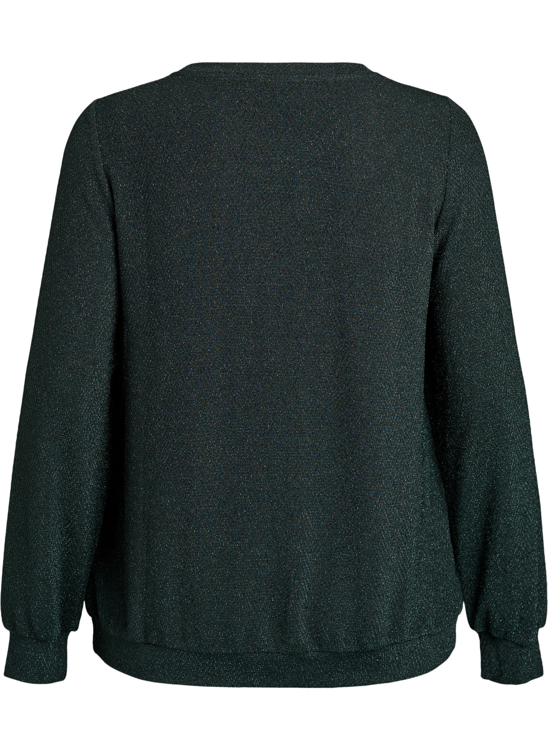 Zizzi Bluzka we wz&oacute;r jodelki z blyszczaca nitka, Zielony, Packshot image number 1